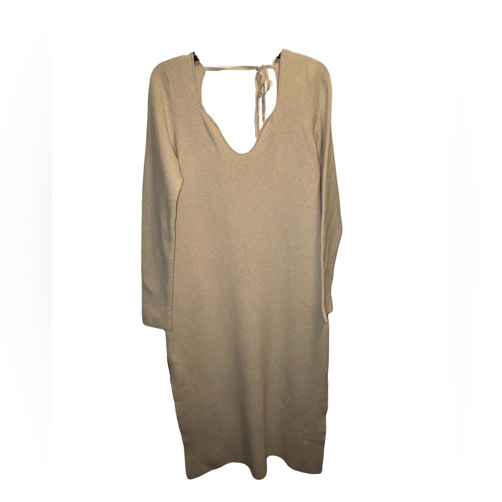Banana Republic Cream Midi Long Sleeve Sweater Dress with Tie Back
